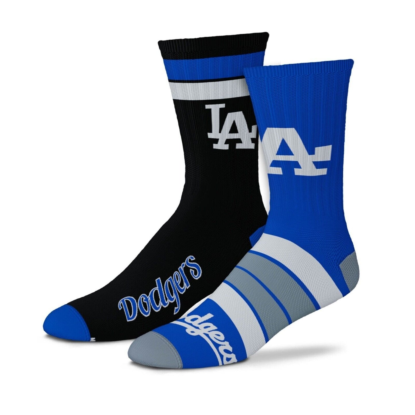 LOS ANGELES DODGERS 2-PACK LOGO ADULT CREW SOCKS AUTHENTIC MLB BASEBALL TEAM NEW