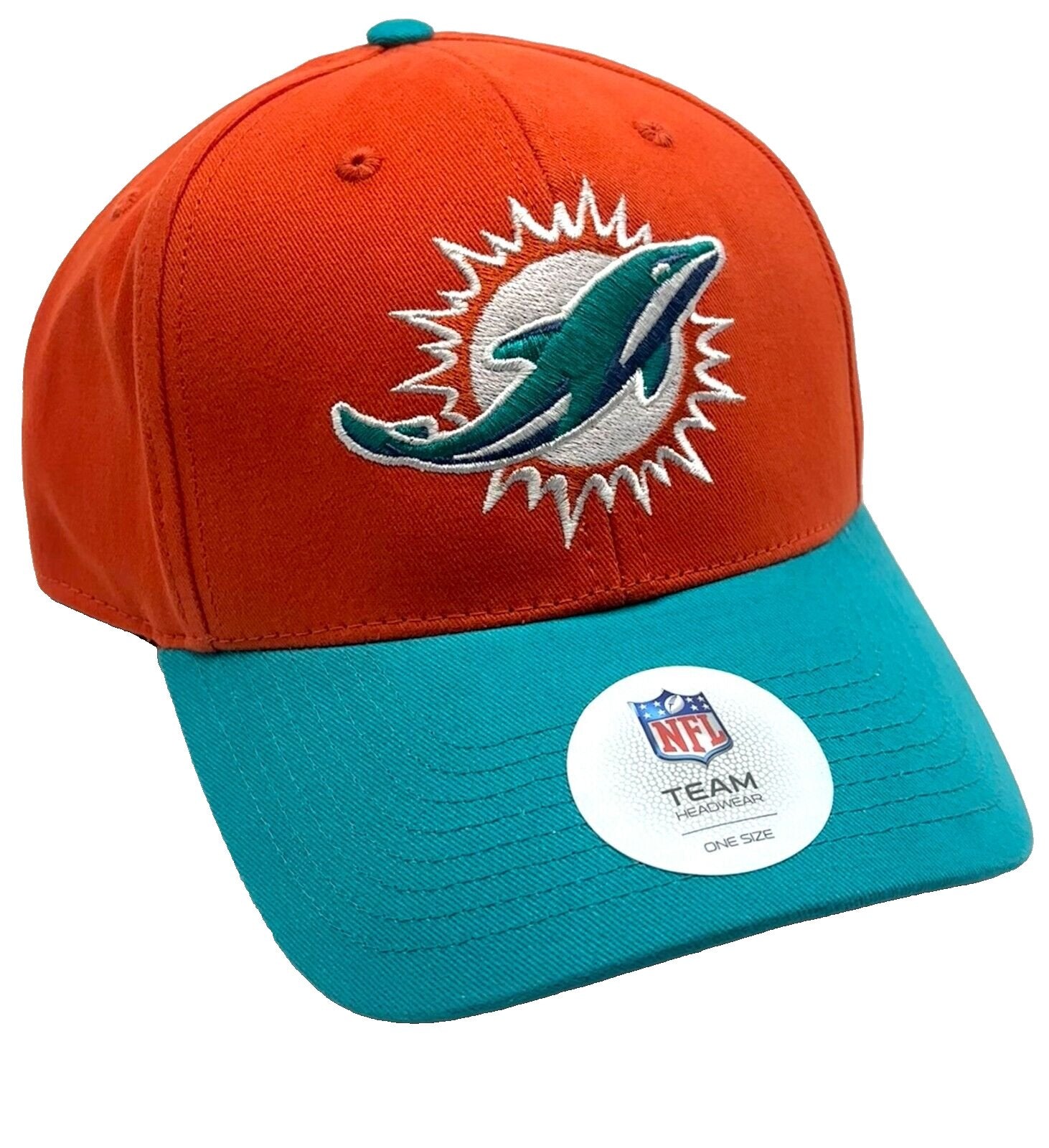 MIAMI DOLPHINS HAT TWO TONE MVP NFL FOOTBALL AUTHENTIC TEAM LOGO CAP NEW