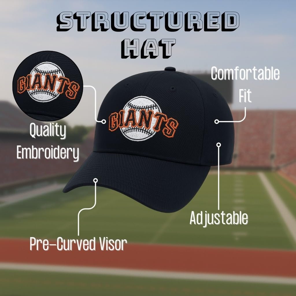 Officially Licensed San Francisco Giants Youth Kids Boys Girls Baseball Hat Classic MVP Cooperstown Collection Adjustable Embroidered SF Team Logo Sports Cap