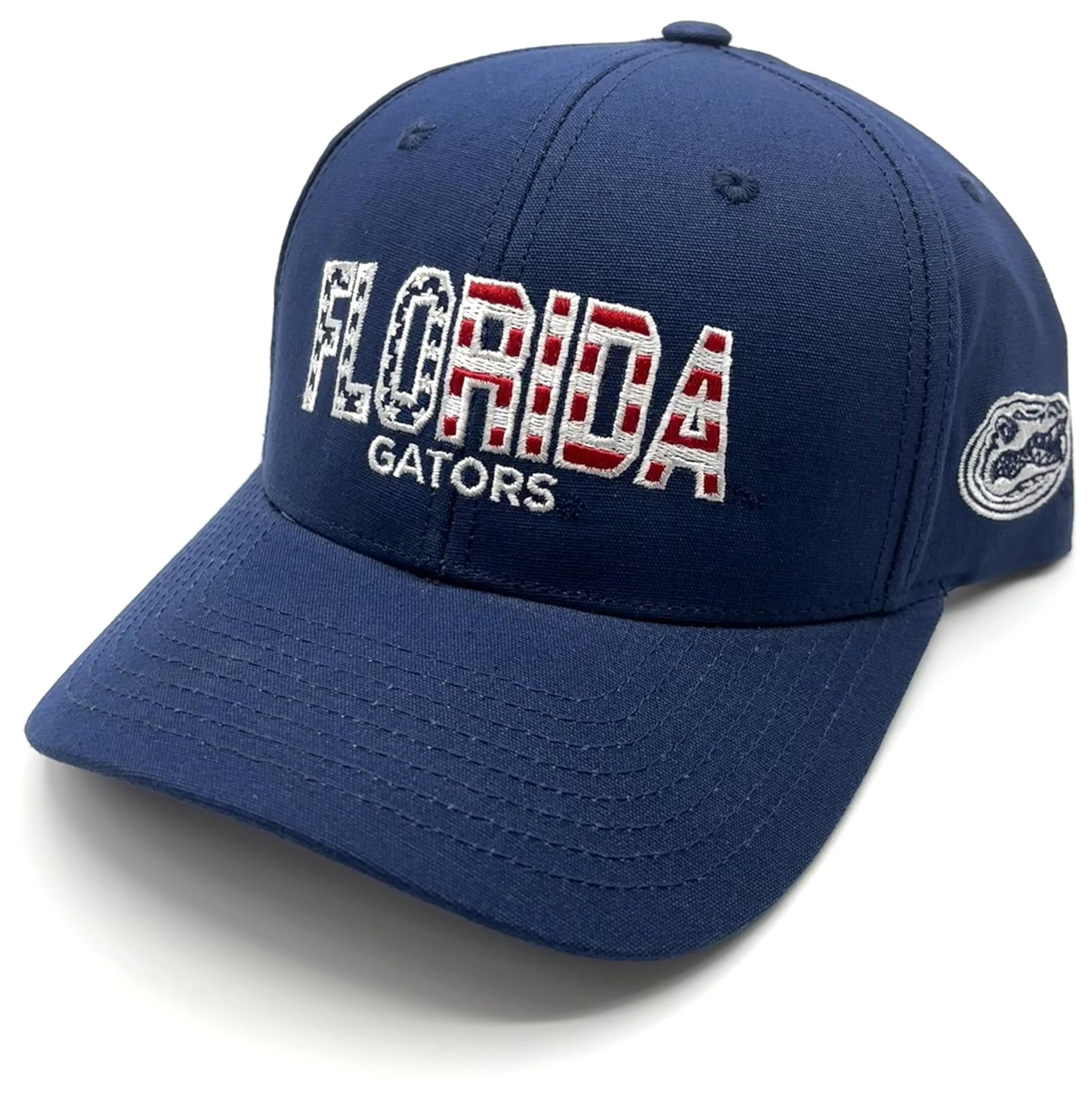 Officially Licensed University Florida Blue Hat Classic USA Patriotic Adjustable Gators Team Logo Embroidered Cap