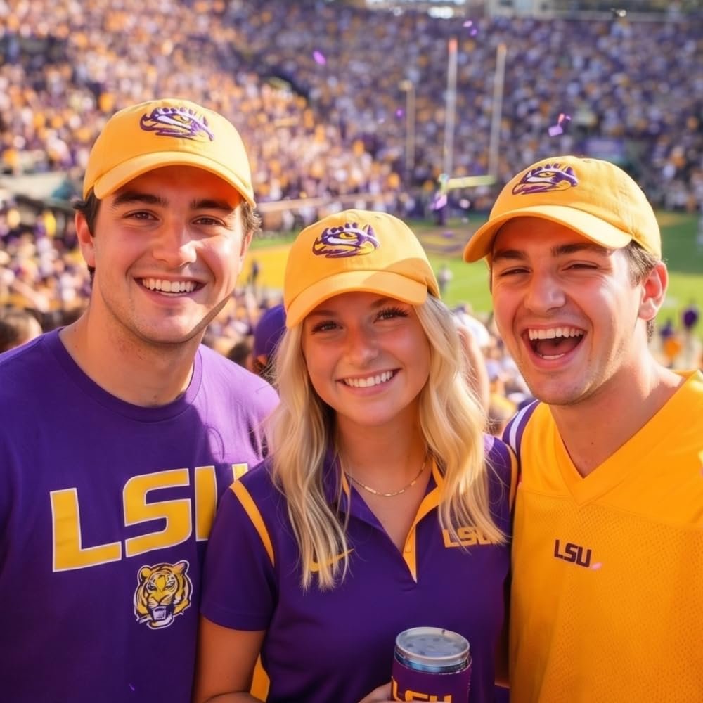 Officially Licensed LSU Tigers Yellow Clean Up Hat Relaxed Fit Adjustable Embroidered Logo Sports Cap