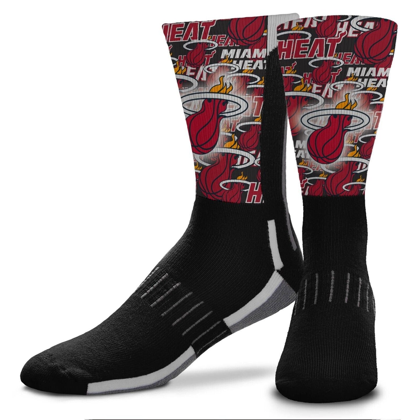 MIAMI HEAT MONTAGE LOGO ADULT LARGE CREW SOCKS AUTHENTIC NBA BASKETBALL TEAM NEW