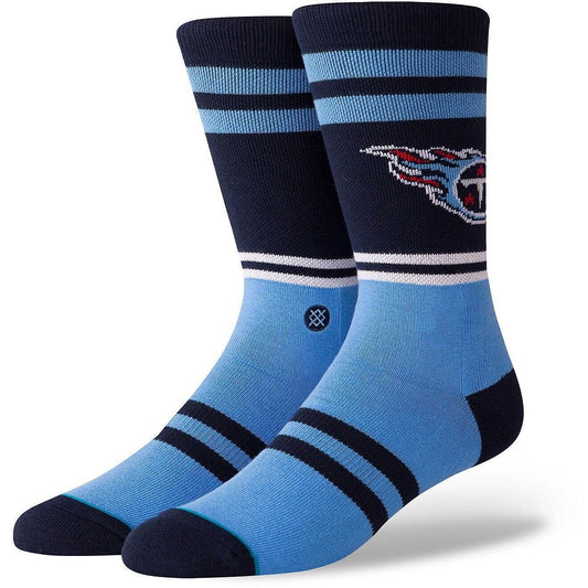 TENNESSEE TITANS BLUE LOGO CREW SOCKS LARGE AUTHENTIC NFL FOOTBALL TEAM NEW