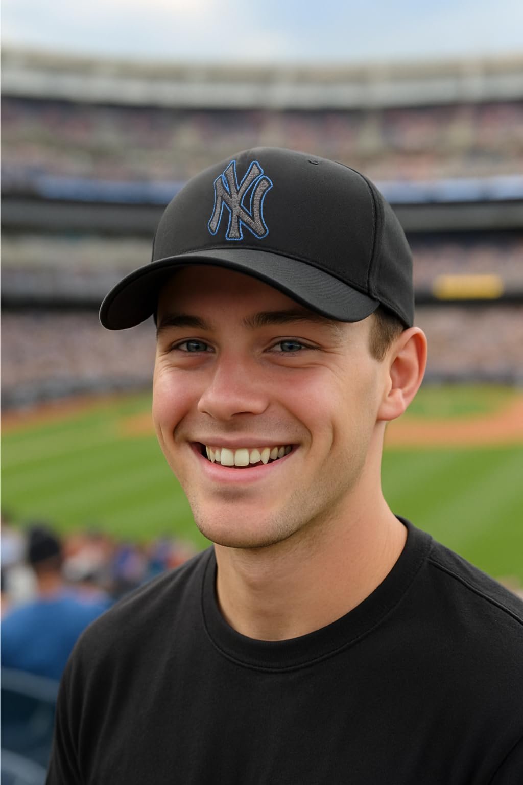 Officially Licensed New York Yankees Black MVP Baseball Hat Classic Adjustable Embroidered NY Charcoal/Blue Team Logo Structured Cap