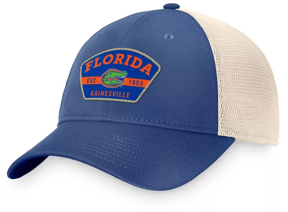 Officially Licensed University Florida Gators Hat Relaxed Fit Mesh Trucker Adjustable Two-Tone Team Logo Slouch Cap Multicolor