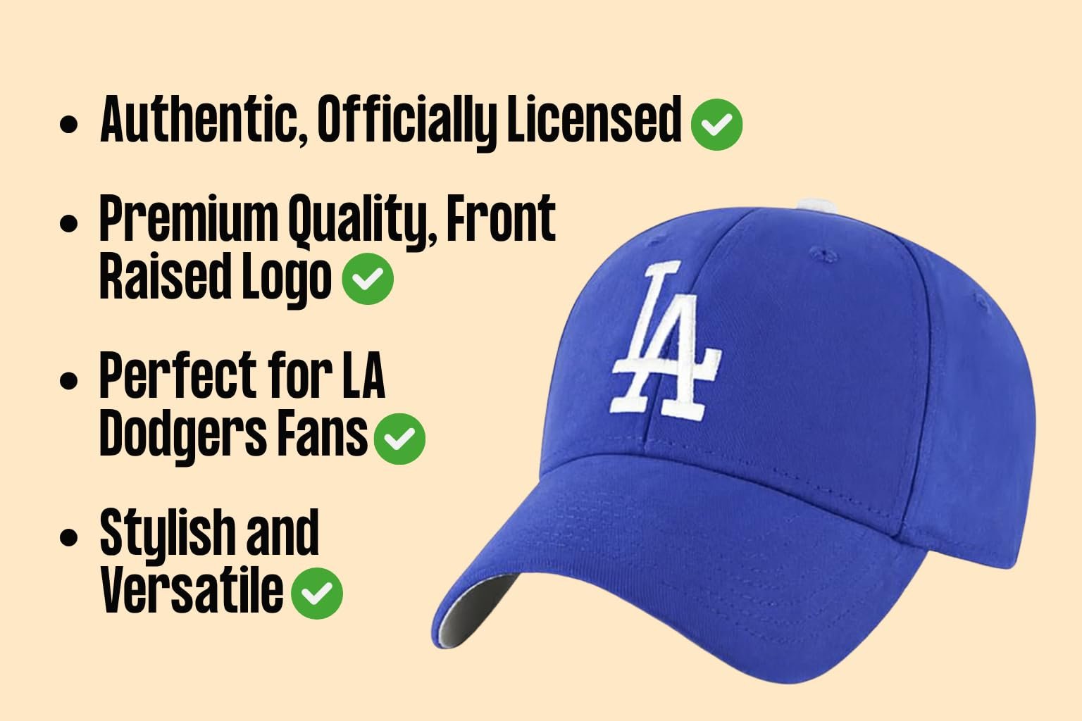 Officially Licensed Los Angeles Dodgers Youth Boys Girls Baseball Hat Classic Primary Home Team Logo Royal Blue/White MVP Adjustable LA Embroidered Kids Sports Ball Cap
