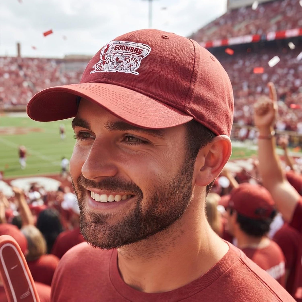 University of Oklahoma Sooners Crimson MVP Hat Vibrant Schooner Logo Cap