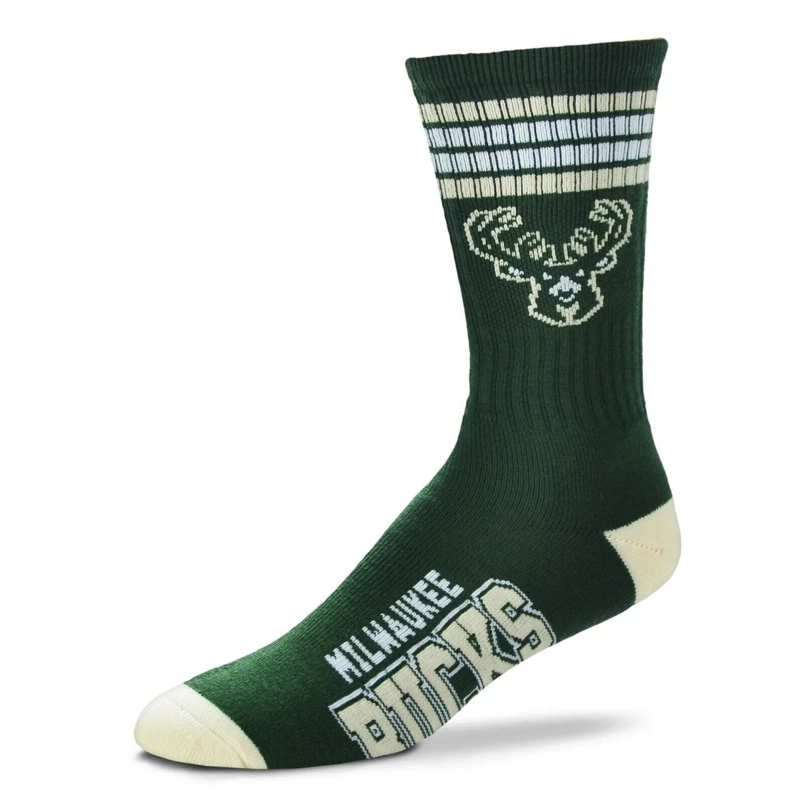 MILWAUKEE BUCKS LOGO YOUTH SIZE CREW SOCKS AUTHENTIC NBA BASKETBALL TEAM NEW