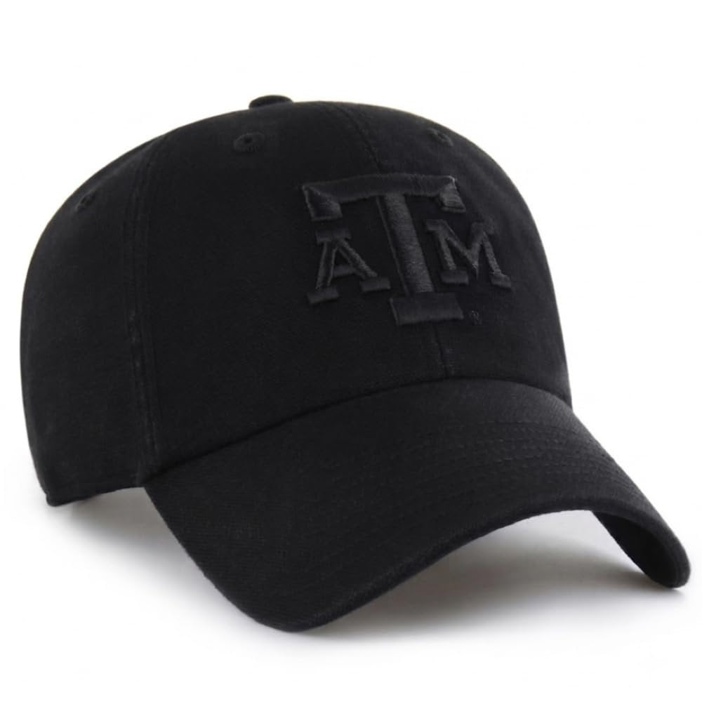 Officially Licensed Texas A&M Aggies Classic Edition Black on Black Clean Up Hat Adjustable Embroidered Relaxed Fit Sports Cap