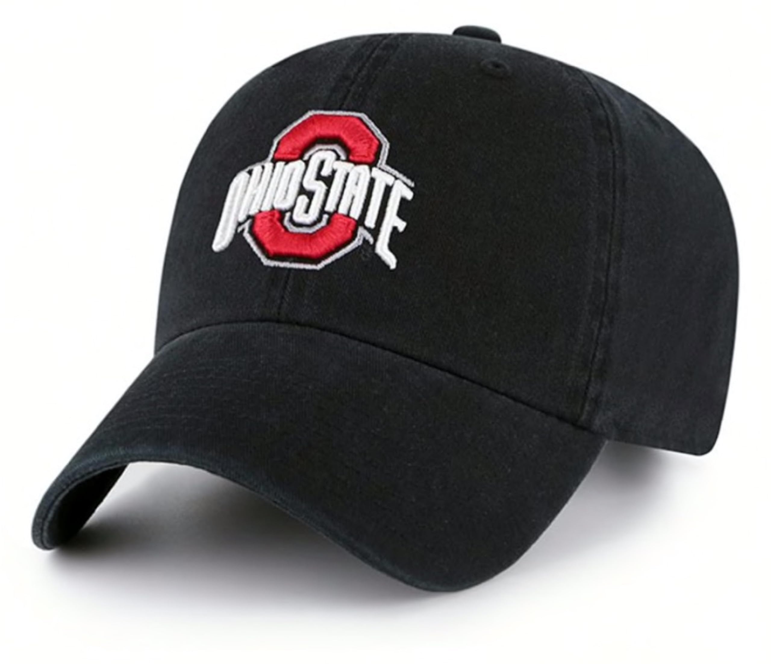 Officially Licensed Ohio State Black Clean Up Hat Adjustable Relaxed Fit Classic Team Logo Embroidered Cap