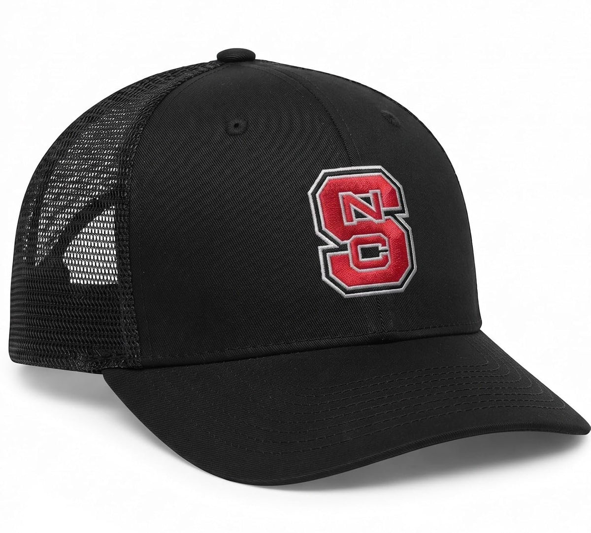North Carolina State Wolfpack Hat Black Mesh Trucker Adjustable Embroidered Cap