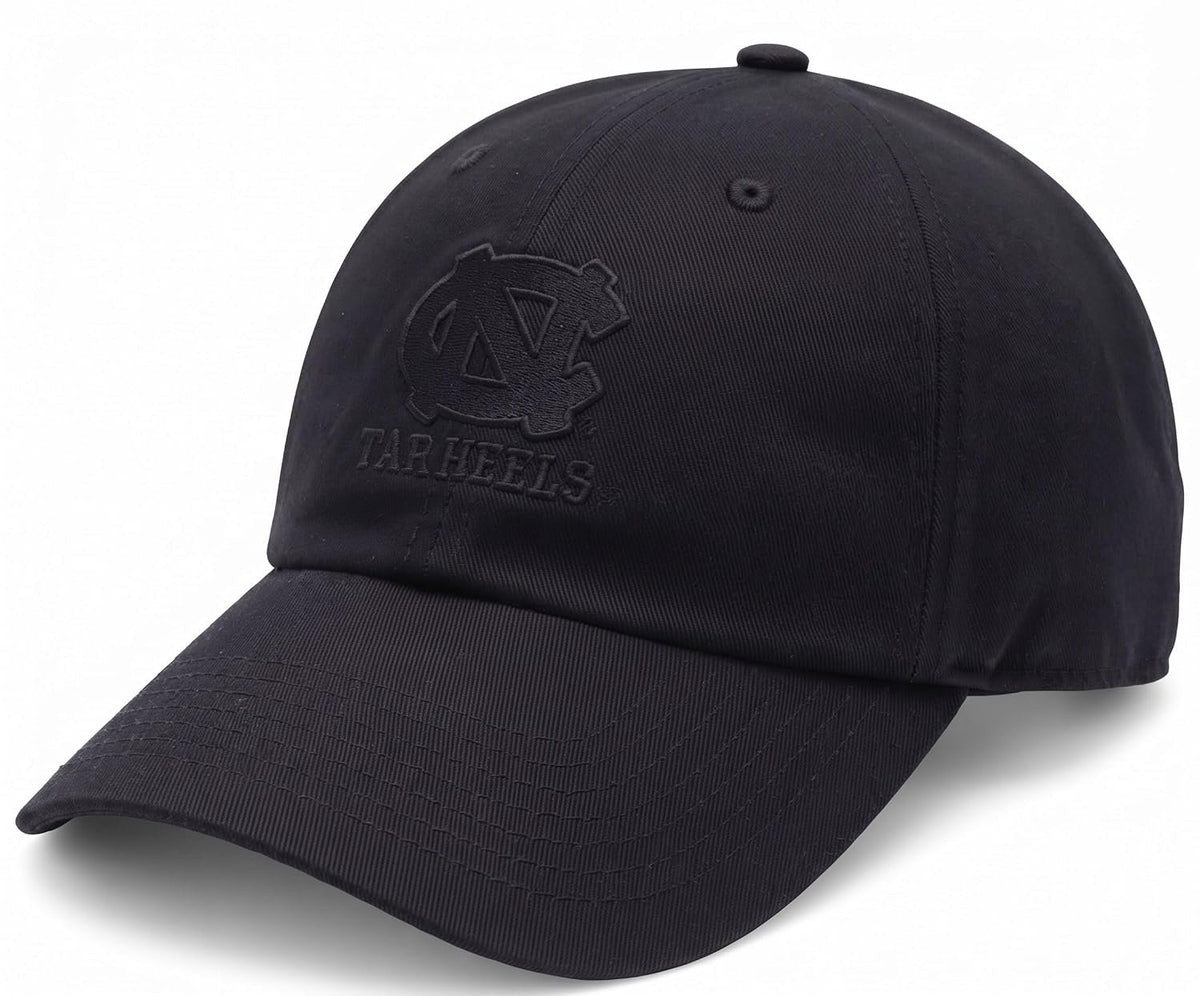 North Carolina Relaxed Fit All Black Hat UNC Tar Heels Embroidery Logo Cap