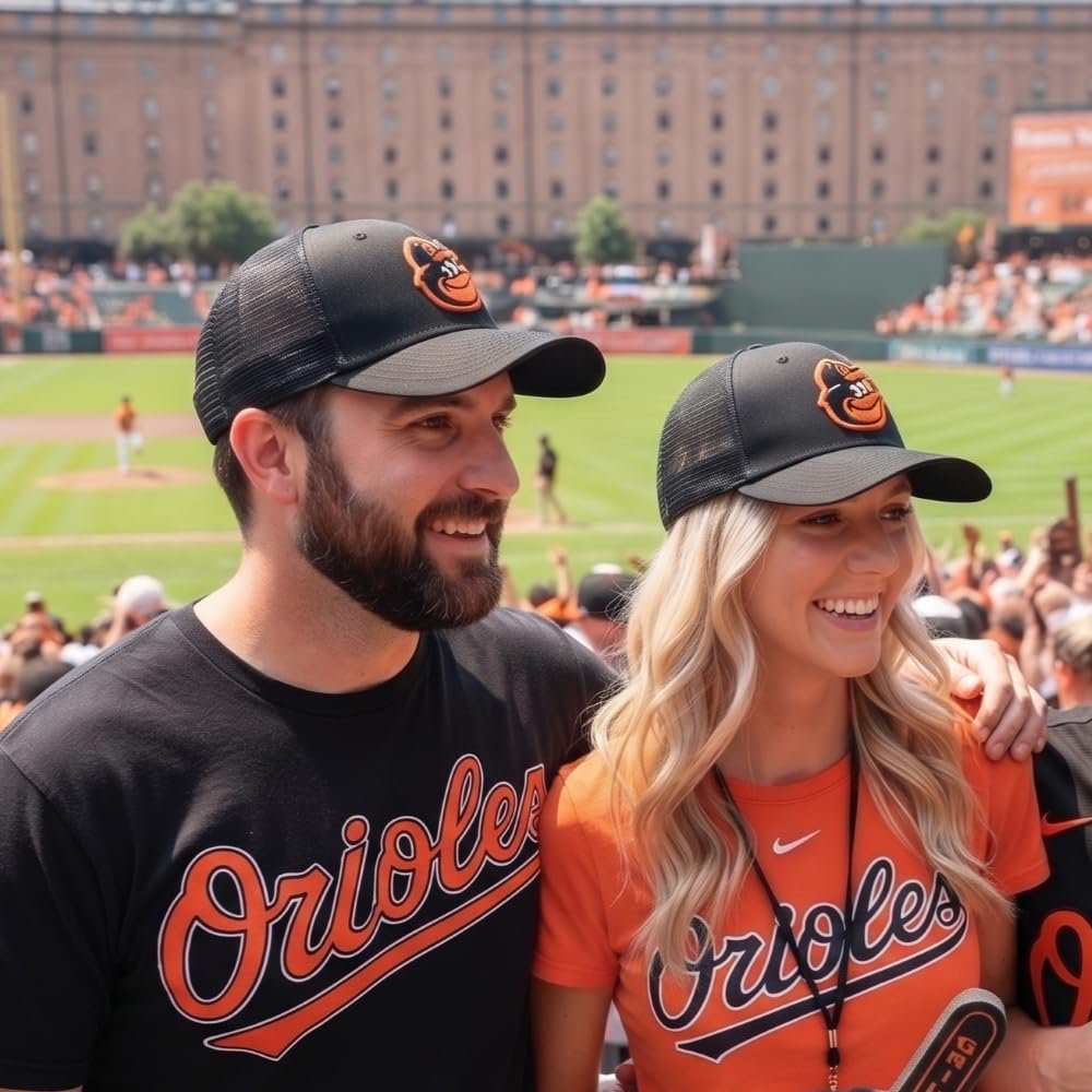 Officially Licensed Baltimore MVP Classic Primary Home Team Logo Black/Orange Mesh Trucker Snapback Hat Adjustable Embroidered Structured Sports Ball Cap
