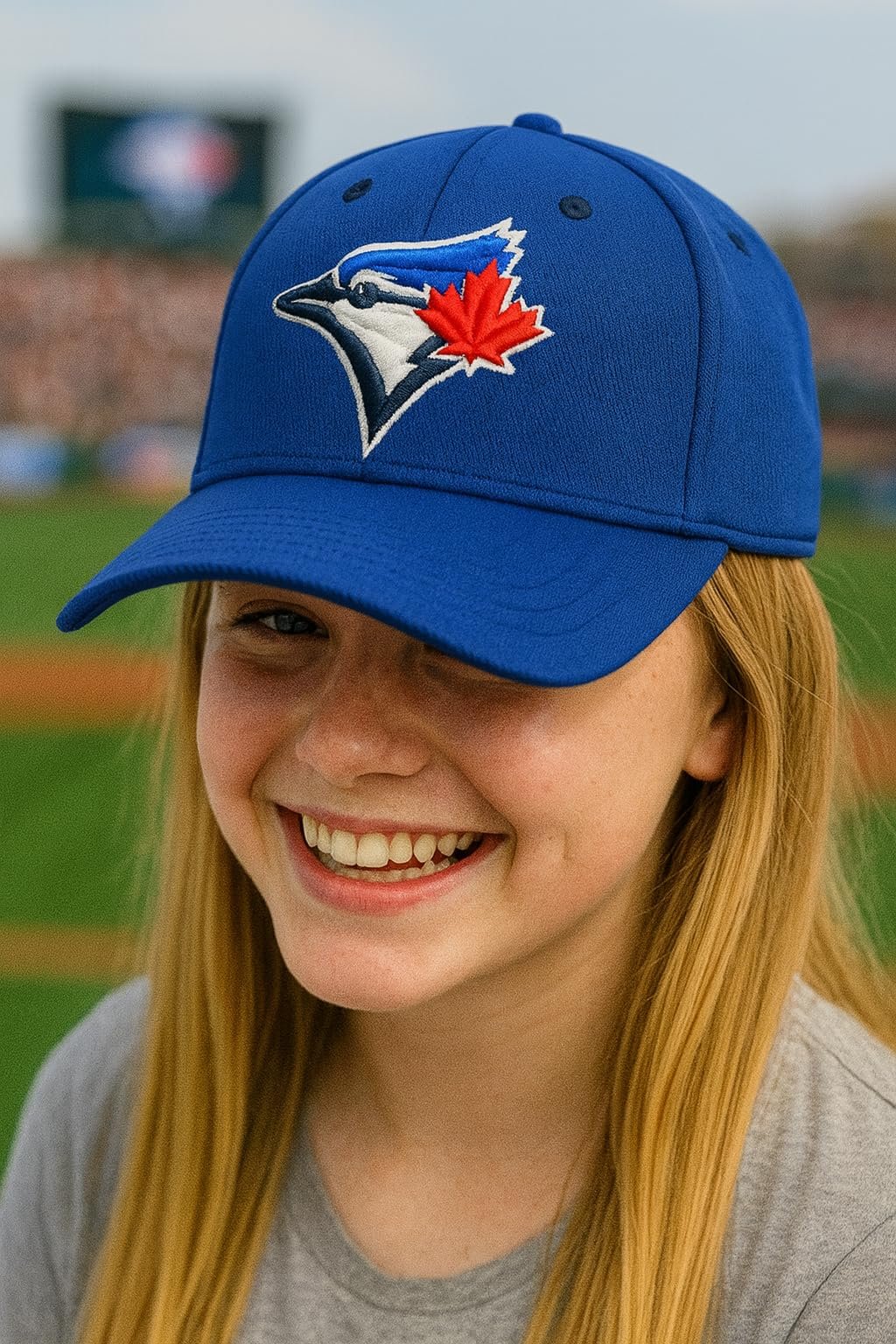 Officially Licensed Toronto Blue Jays Baseball Youth Boys Girls Baseball Hat Classic Primary Home Team Logo MVP Blue/White Adjustable Kids Sports Ball Cap