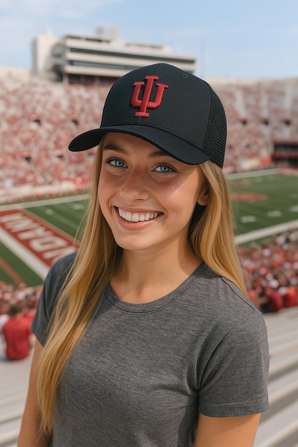 Officially Licensed University Indiana Mesh Trucker Hat Classic Primary Home Team Logo Adjustable Structured Embroidered Black Snapback Baseball Sports Ball Cap