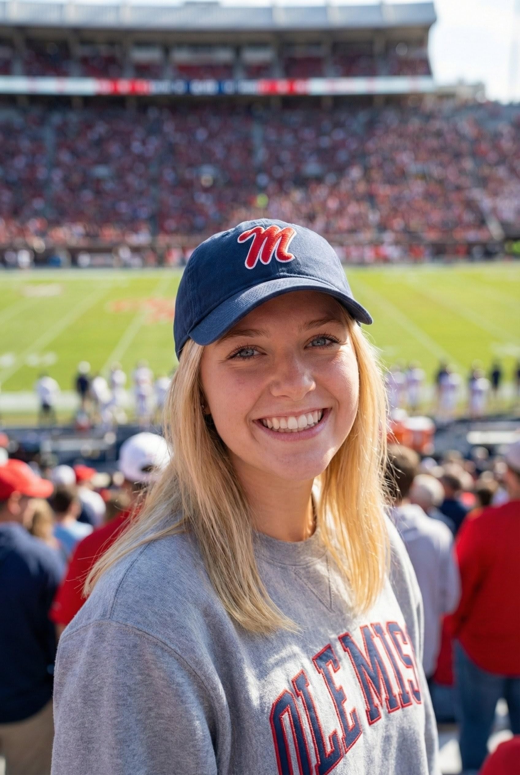 Officially Licensed Ole Miss Classic Edition Hat Adjustable Rebels Embroidered Team Logo Navy Blue Cap