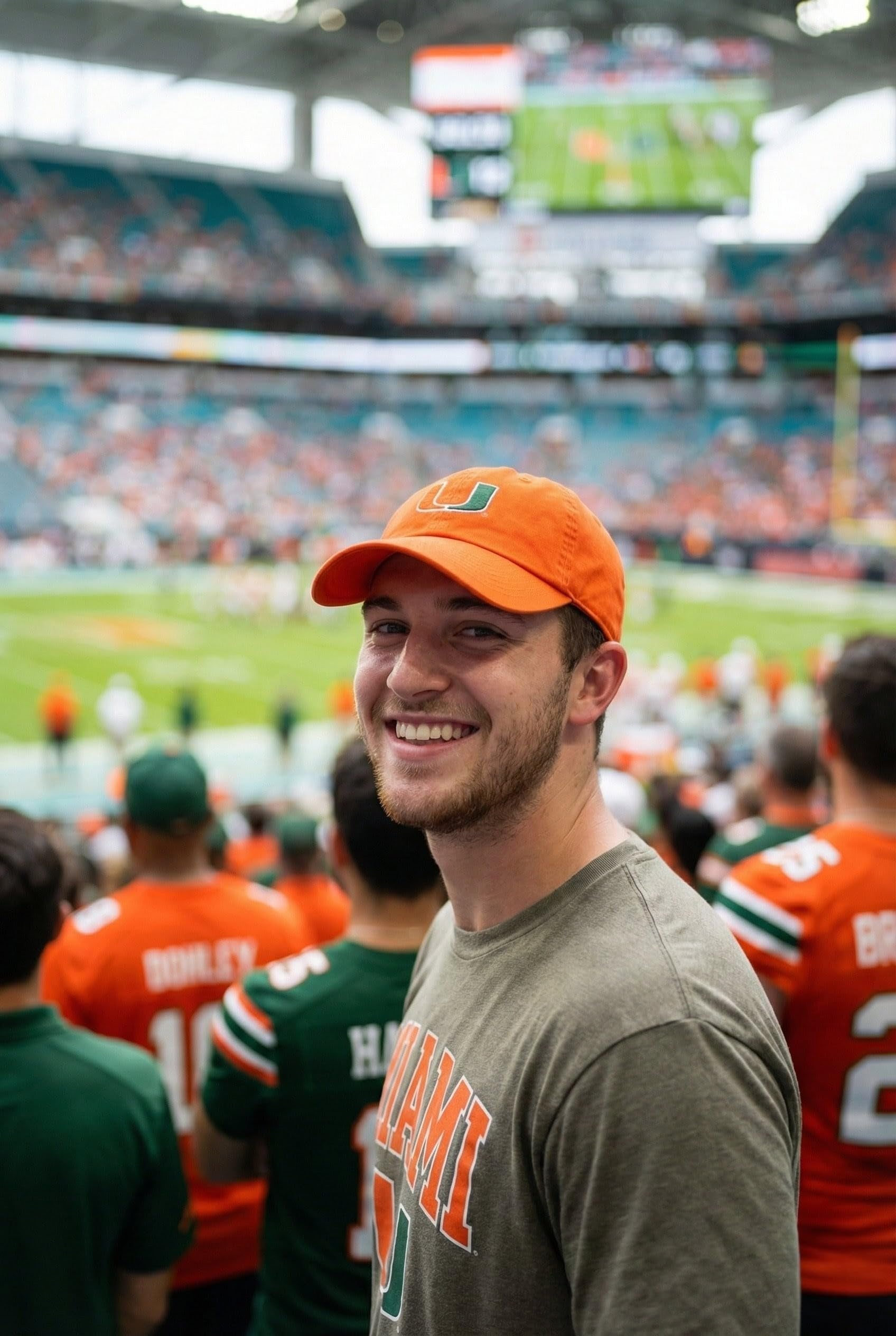 Officially Licensed University Miami Orange Relaxed Fit Clean Up Hat Classic Hurricanes Embroidered Primary Home Team Logo Adjustable Baseball Sports Cap