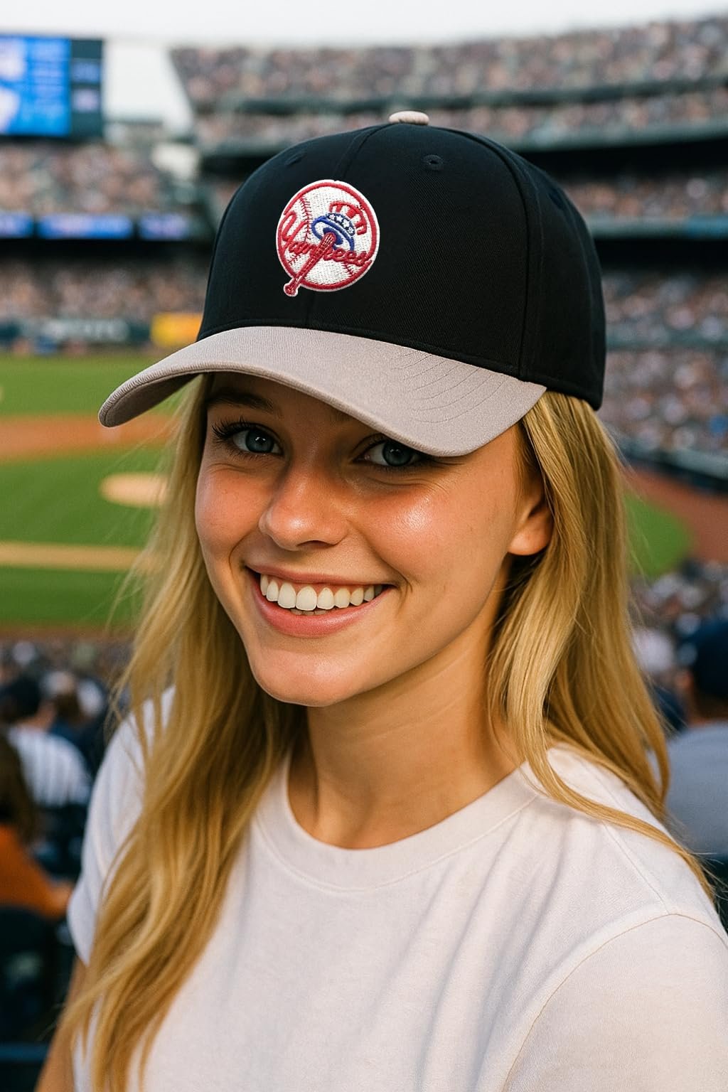 Officially Licensed New York Yankees Baseball Classic Edition Two-Tone Hat Adjustable MVP NY Primary Home Team Logo Structured Black/Gray Sports Ball Cap