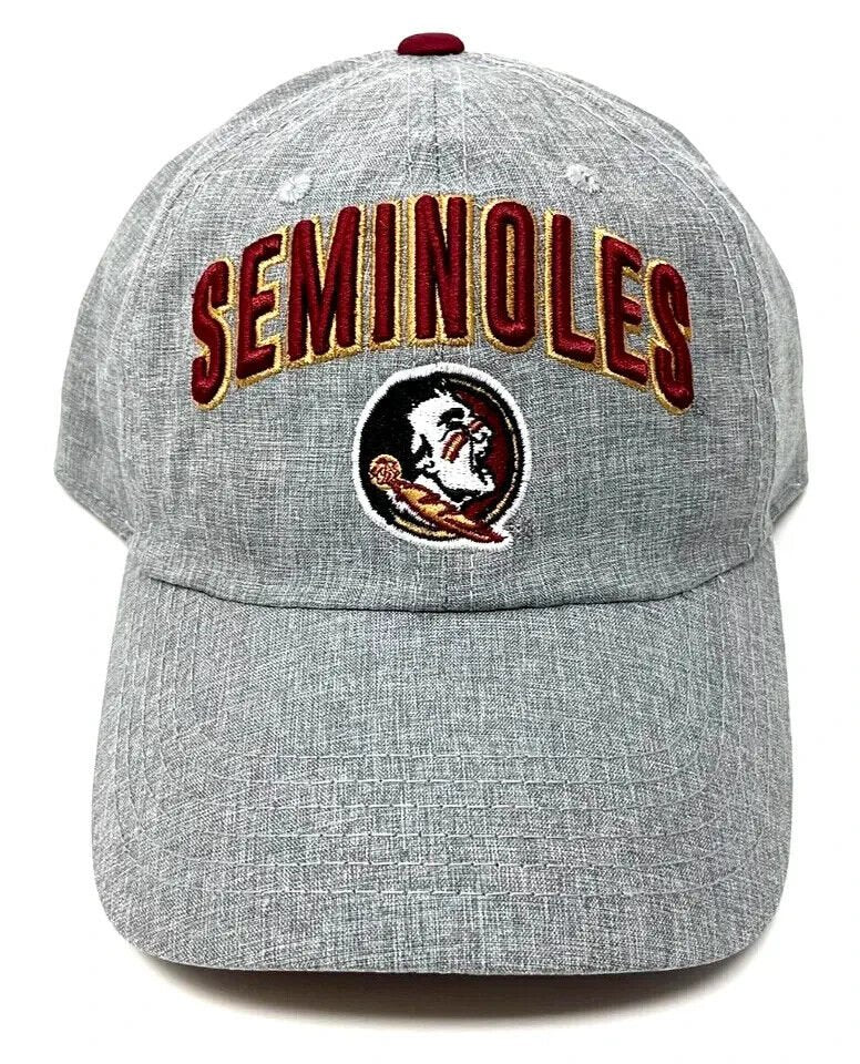 Florida State Seminoles Hat Gray Relaxed Fit NCAA College Football Team University Logo Slouch Dad Cap New