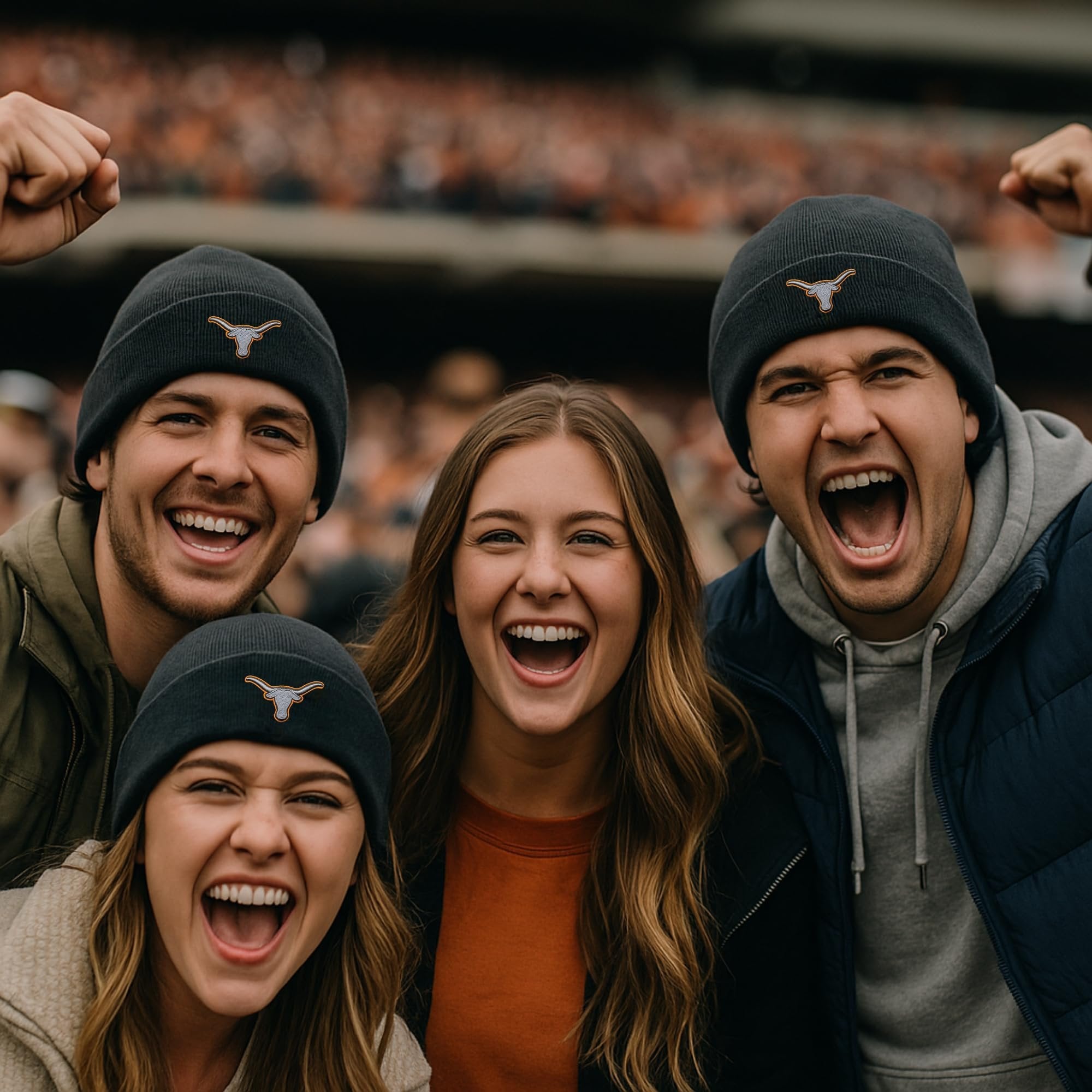 Officially Licensed Texas University Longhorns Beanie Knit Hat Classic Edition Team Logo Embroidered Cap