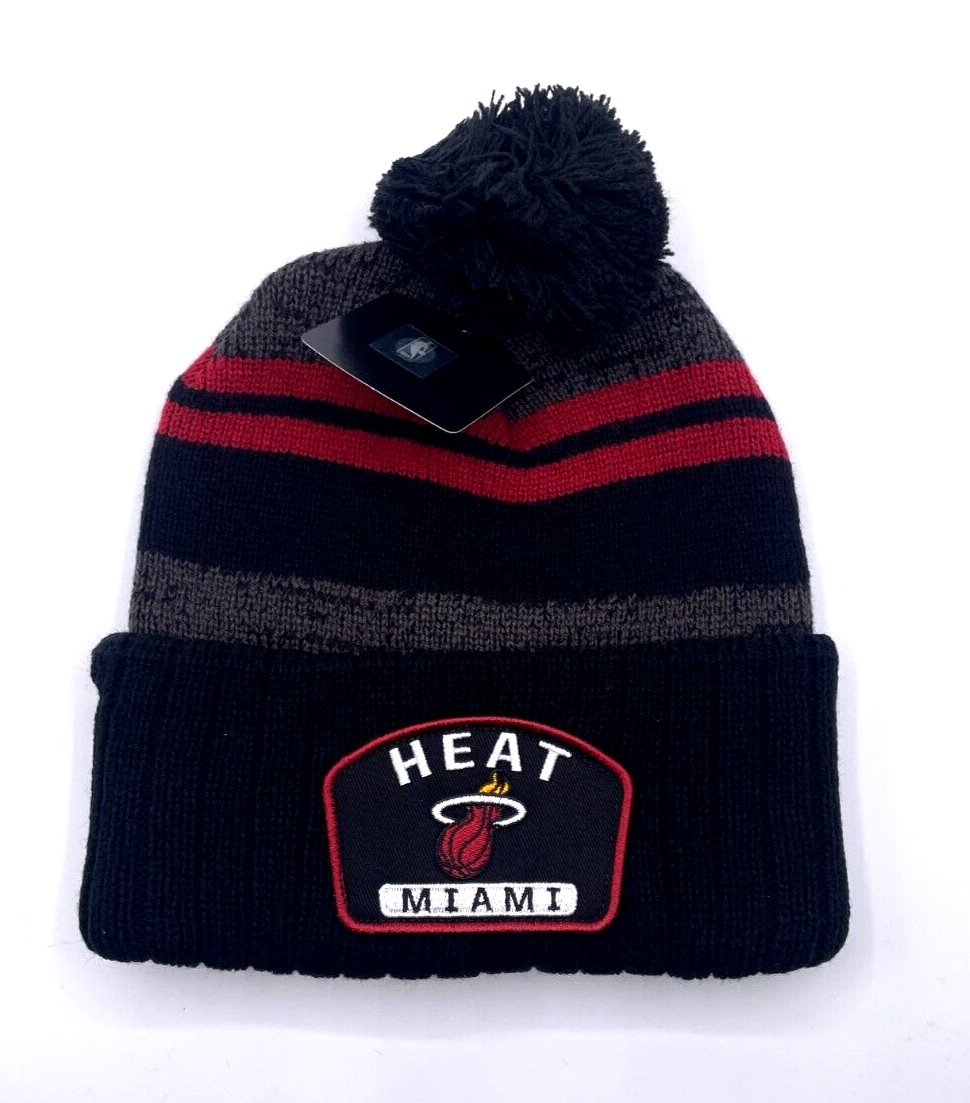 MIAMI HEAT POM POM BEANIE HAT MVP AUTHENTIC NBA BASKETBALL TEAM KNIT CAP NEW