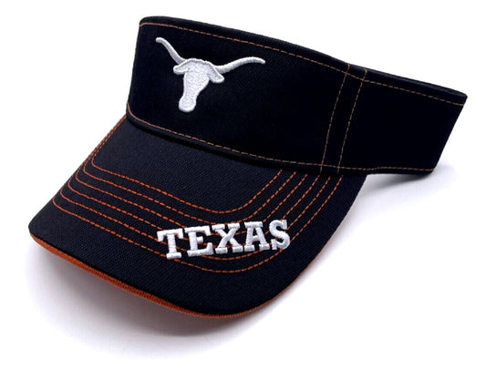 Texas University Classic Edition Visor Hat Adjustable Team Logo Embroidered Solid Cap (Black)