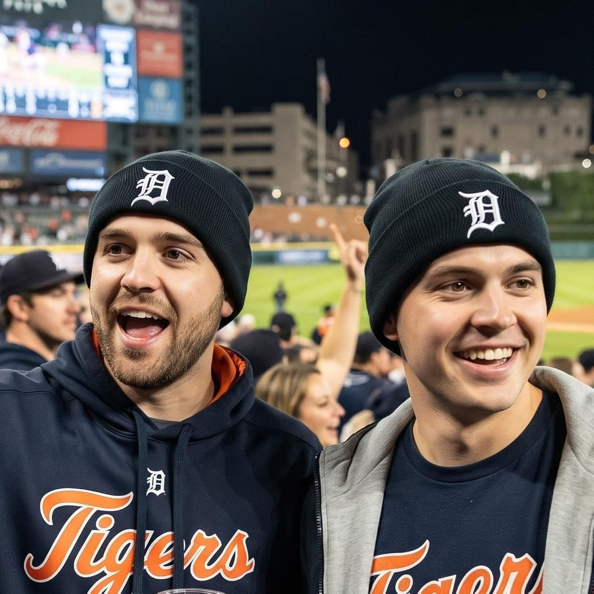 Detroit Tigers Black Cuff Knit Beanie Iconic White 'D' Embroidered Logo