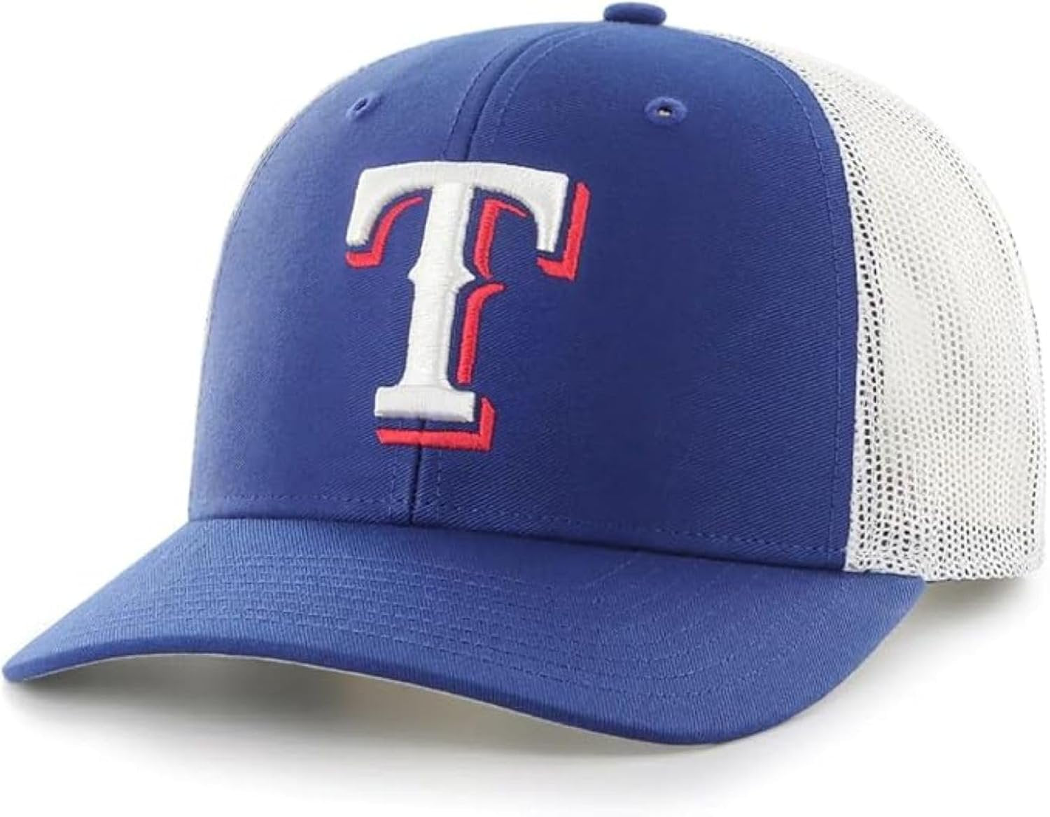 Texas Rangers Two-Tone Blue/White Mesh Trucker Hat Adjustable Embroidered Structured Sports Cap
