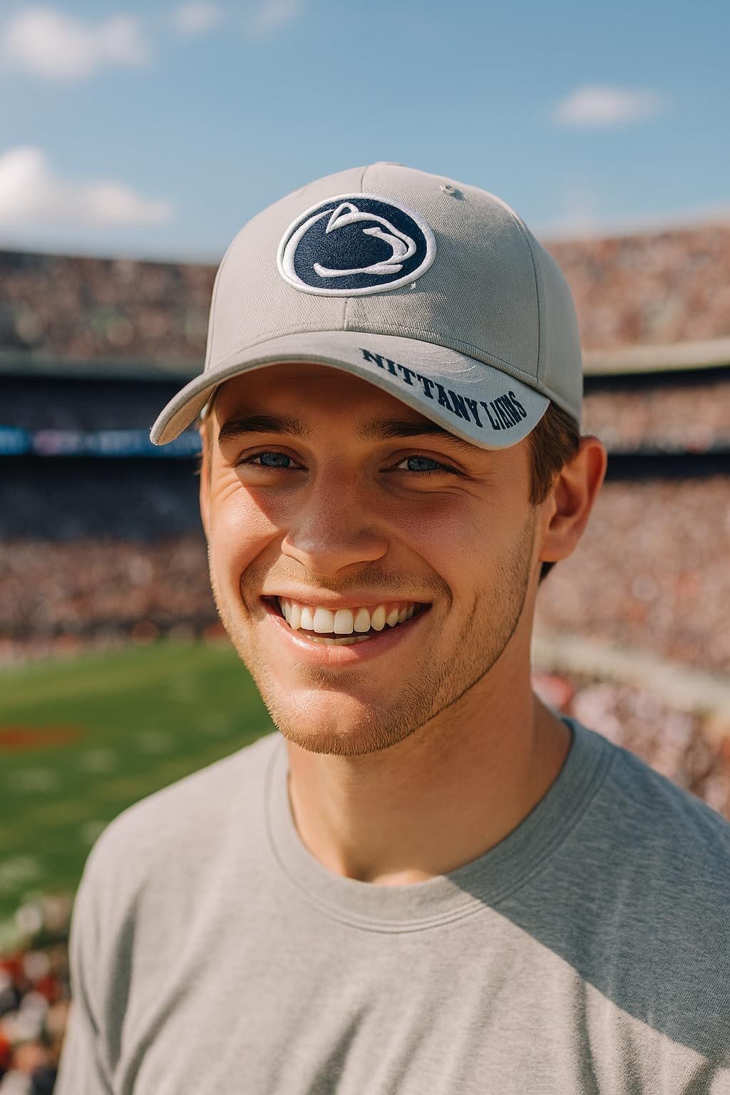 Officially Licensed Penn State Nittany Lions Baseball Hat Gray/Blue Relaxed Fit Clean Up Hat Primary Team Logo Adjustable Sports Ball Cap