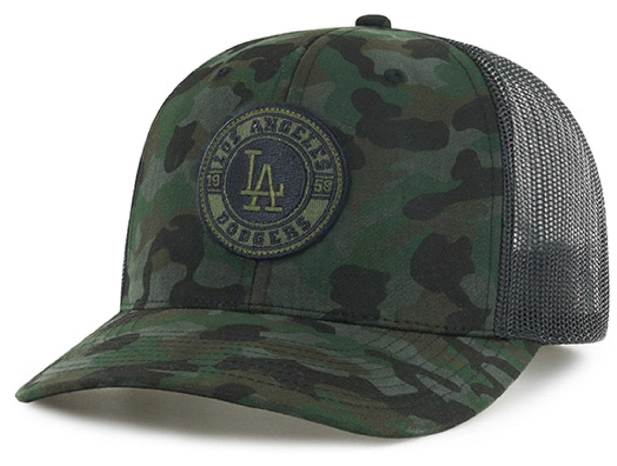 Officially Licensed Los Angeles Dodgers Camo Mesh Trucker Hat Classic Edition MVP Adjustable Structured Embroidered Team Logo Snapback Sports Cap