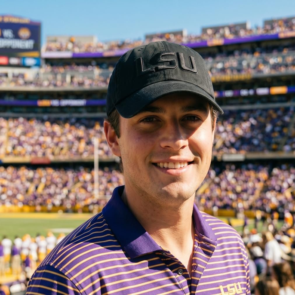 Officially Licensed LSU University Classic Edition Black Clean Up Hat Adjustable Relaxed Fit Tigers Primary Home Team Logo Embroidered Baseball Cap