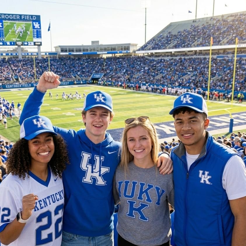 Officially Licensed University of Kentucky Wildcats Classic UK White/Blue Mesh Trucker Hat Adjustable Embroidered Cap