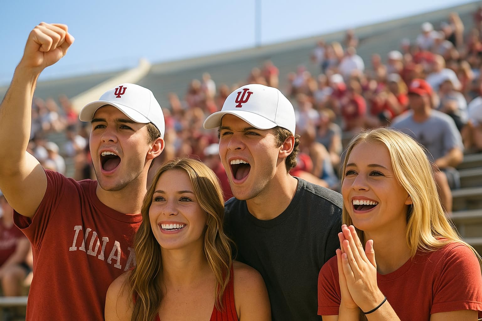 Officially Licensed University Indiana Hoosiers Relaxed Fit Clean Up Baseball Cap, White with Crimson Embroidered Logo, Unisex Adjustable Hat