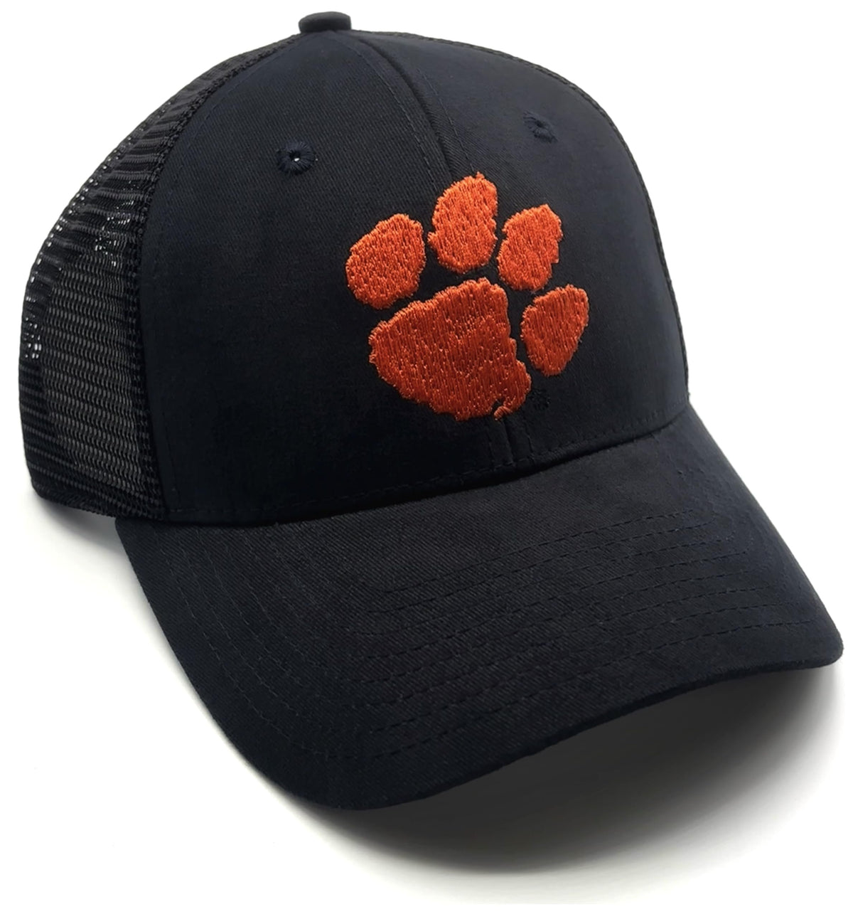 Officially Licensed Clemson Black/Orange MVP Mesh Trucker Snapback Baseball Hat Classic Embroidered Team Logo Adjustable Structured Sports Cap