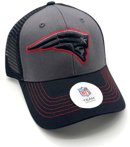 NEW ENGLAND PATRIOTS HAT BLACK MESH TRUCKER NFL FOOTBALL TEAM ADJUSTABLE NEW CAP