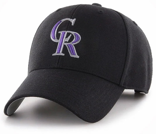 Colorado Rockies Hat Solid Black MVP Structured Classic MLB Baseball Team Logo Cap New