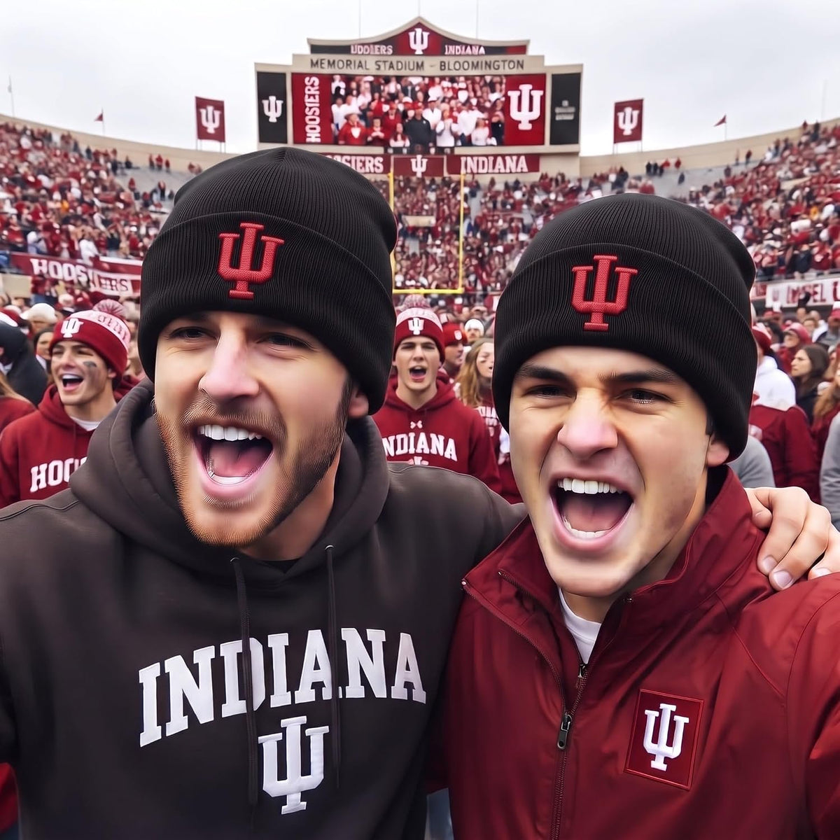 Indiana Hoosiers Black Cuff Knit Beanie Embroidered Crimson Logo Unisex