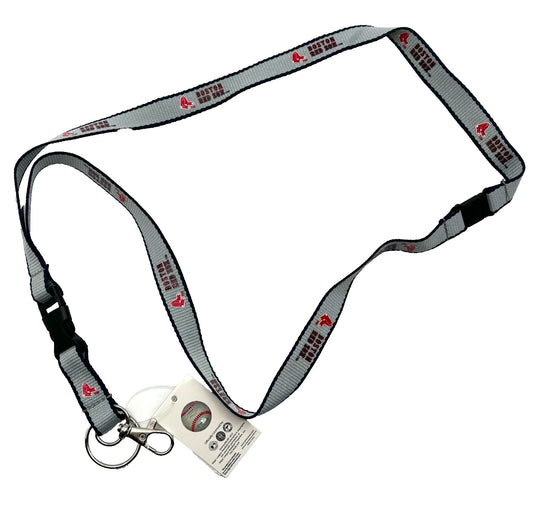 BOSTON RED SOX LANYARD AMINCO GRAY AUTHENTIC MLB BASEBALL TEAM LOGO NEW