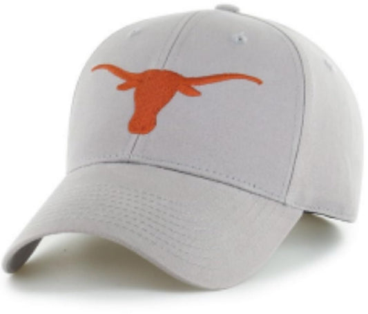 Officially Licensed Texas University Gray MVP Hat Classic Team Logo Adjustable Structured Embroidered Solid Cap