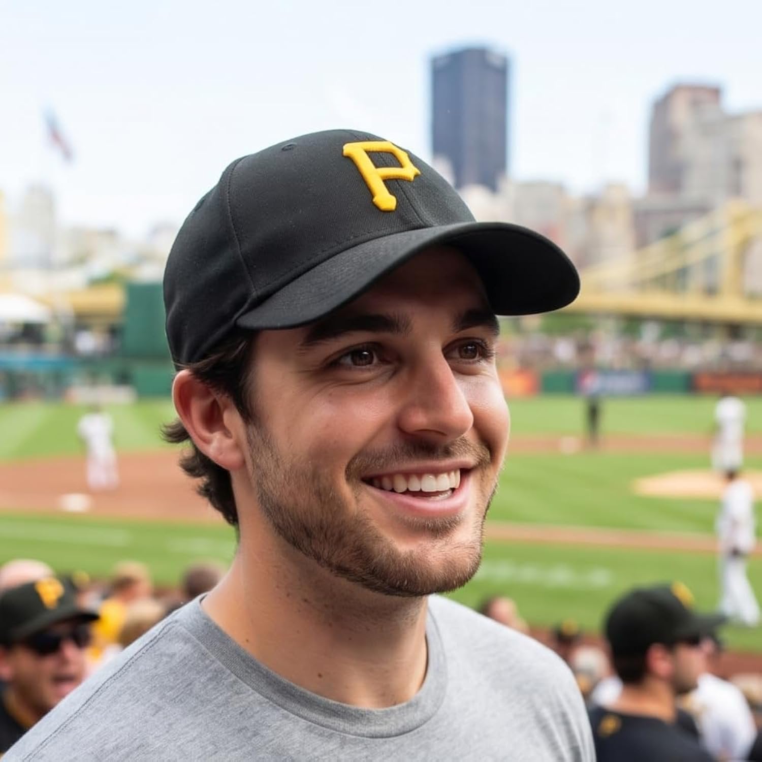 Officially Licensed Pittsburgh Pirates Black MPV Hat Iconic Yellow P logo Embroidery Structured Adjustable Sports Cap