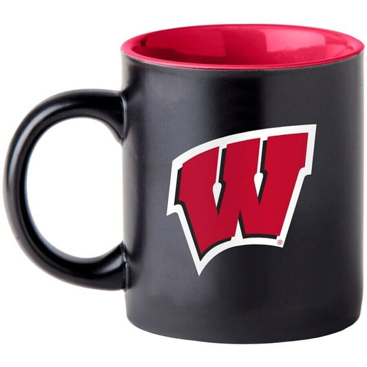 WISCONSIN BADGERS MATTE BLACK TWO TONE MUG MVP AUTHENTIC NCAA FOOTBALL TEAM NEW