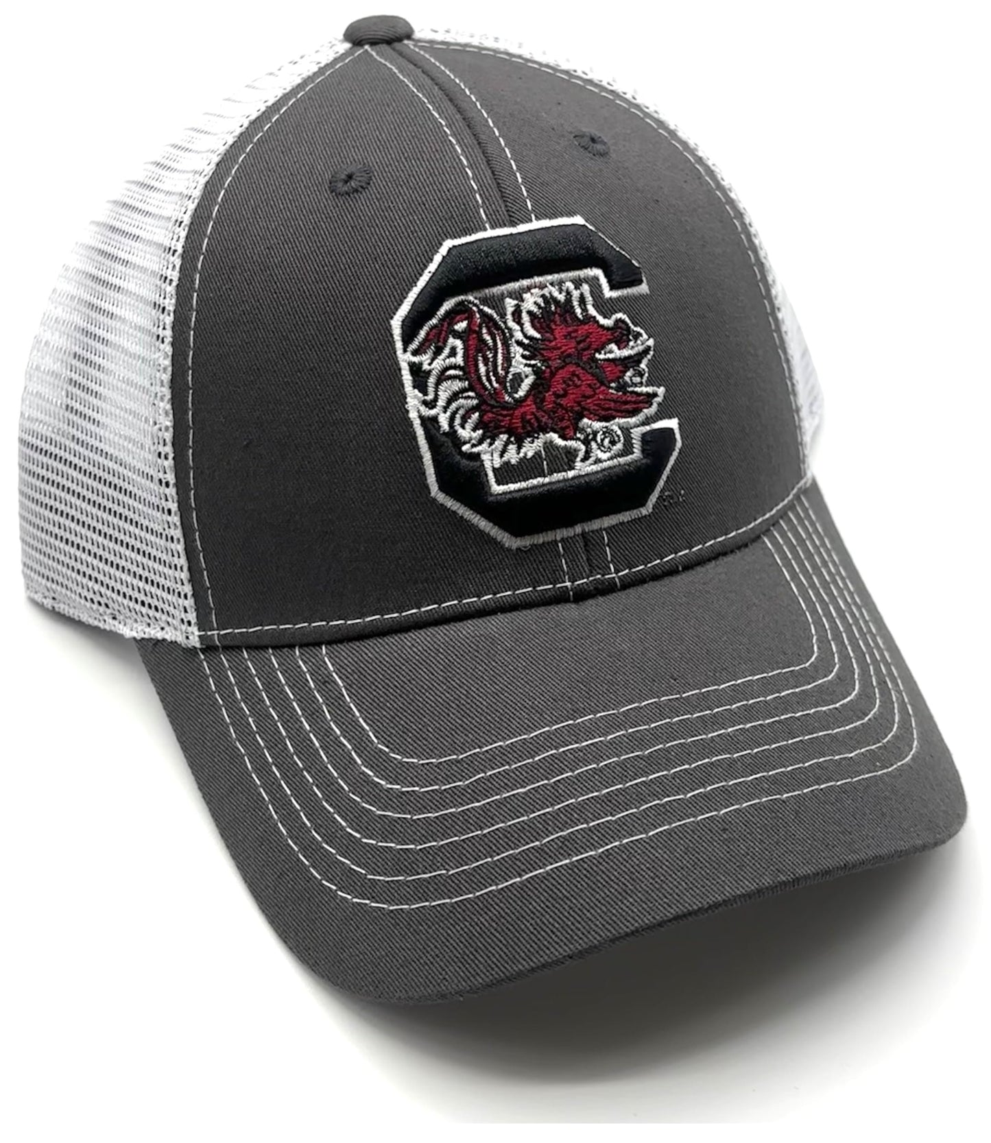 Officially Licensed South Carolina Mesh Trucker Hat Classic Gray/White Gamecocks University Team Logo Adjustable Structured Cap