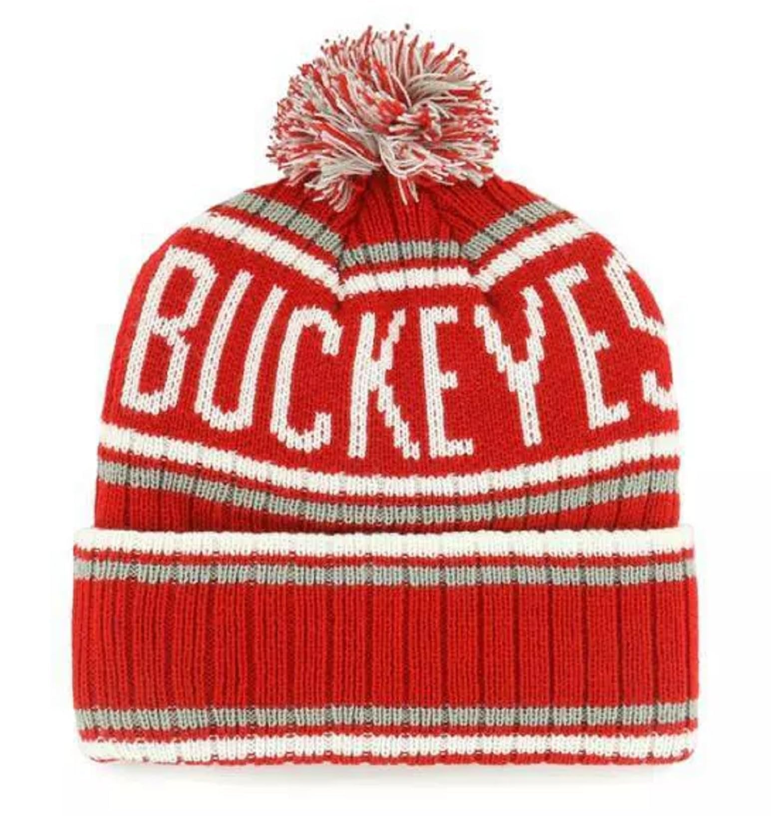 Officially Licensed Ohio State Cuffed Knit Pom Beanie Hat Classic Edition Embroidered Team Logo Saskatoon Winter Cap