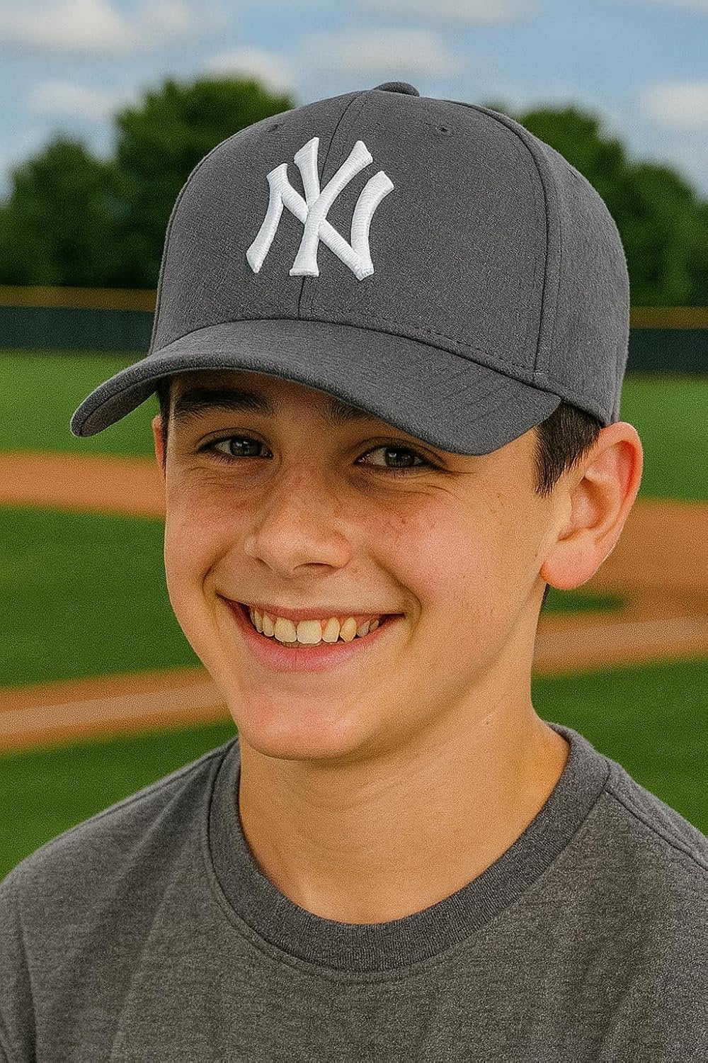 Officially Licensed New York Yankees Boys Girls Charcoal Baseball Hat Adjustable Youth Sports Cap