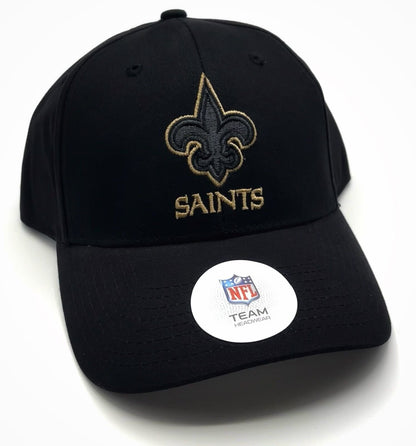 NEW ORLEANS SAINTS HAT BLACK LOGO NFL FOOTBALL TEAM AUTHENTIC ADJUSTABLE NEW CAP