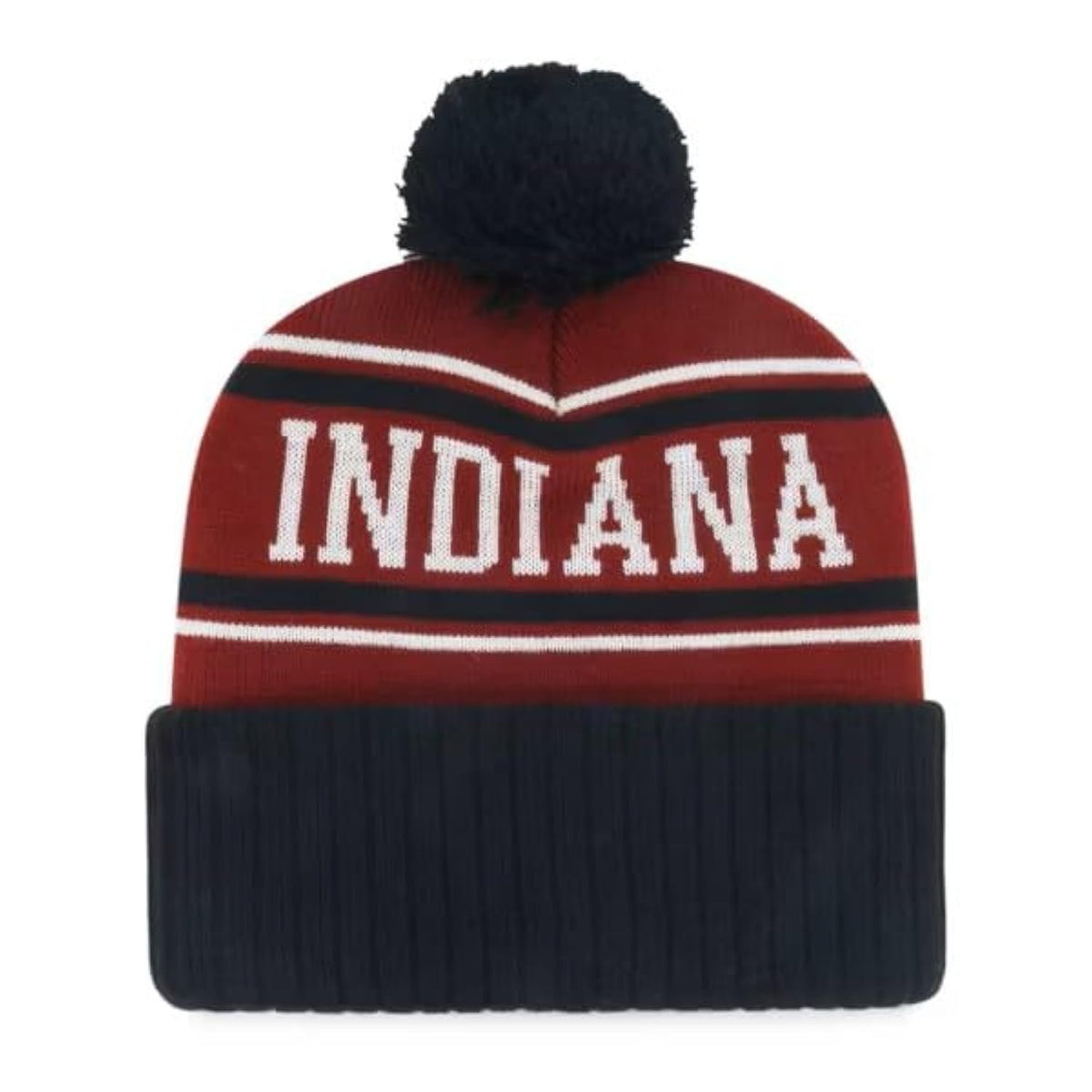 Indiana Hoosiers Multi Color Cuff Knit Pom Snappy Beanie with IU Logo