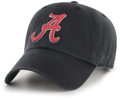 Officially Licensed Alabama Black Clean Up Hat Classic Embroidered Team Logo Relaxed Fit Adjustable University Cap