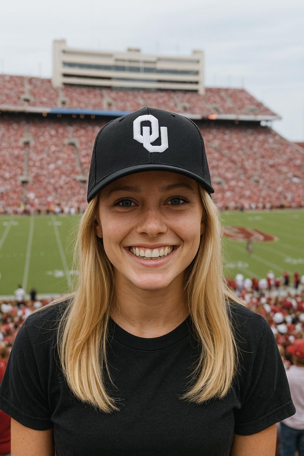 Officially Licensed Oklahoma University Sooners Black Mesh Trucker Hat Classic Team Logo Adjustable Structured Snapback Cap