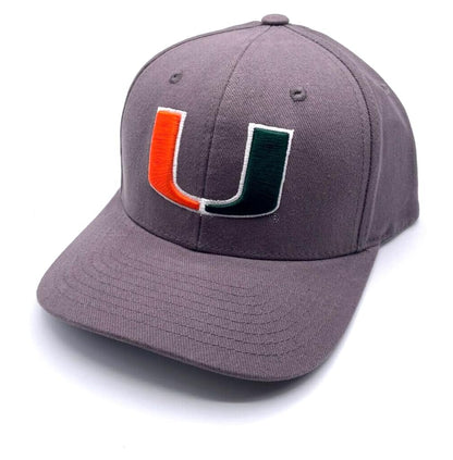 Officially Licensed University Miami Classic MVP Hat Adjustable Hurricanes Logo Structured Cap (Gray)