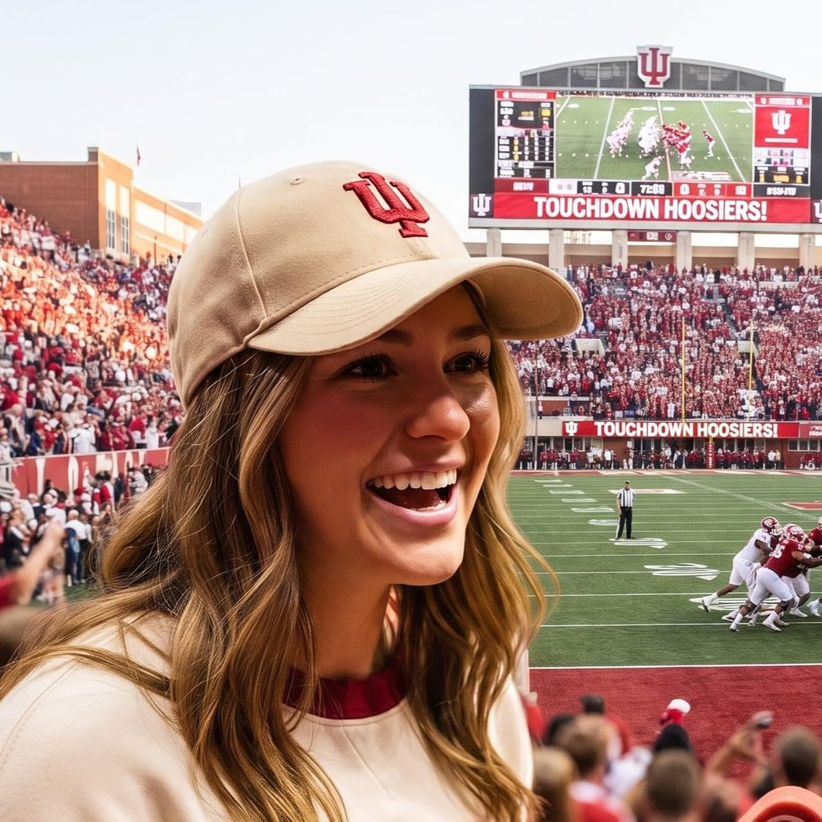 Indiana University Hoosiers Khaki MVP Hat with Distintive Crimson 'IU' Logo